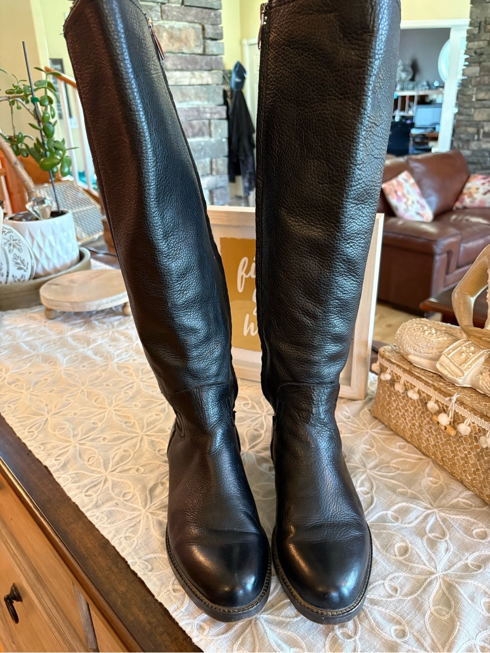 Franco Sarto Black Leather High Boots